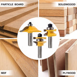 Exqutoo 3PCS 1/2" Shank Router Bit Set, Raised Panel Cabinet Door Making Router Bits, Cemented Carbide Router Bits, Woodworking Tools Router Door & Window Bits (Tenon Joint Cutter Diameter: 1-5/8") Exqutoo