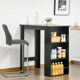 HOMCOM Stylish Black Bar Table with 3-Tier Storage Shelves for Kitchen and Dining Spaces HOMCOM