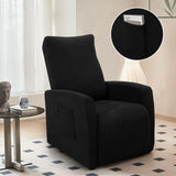 SearchI Recliner Chair Cover Jacquard Chair Covers 4 Piece, Small Recliner Sofa Slipcover for Home Theater Seating with Elastic Bottom, Recliner Protector with Pocket for Recliners, Black SearchI