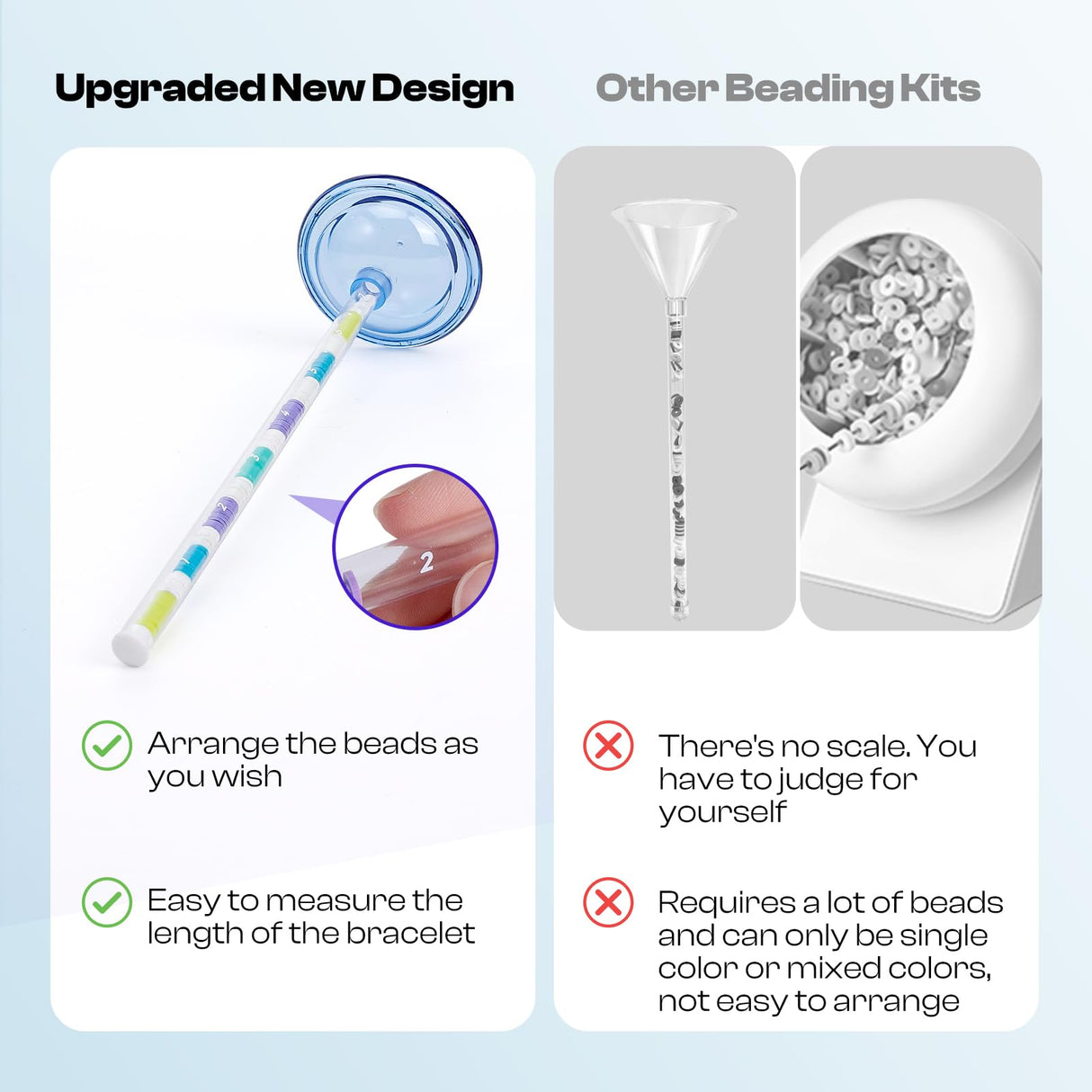 Caydo 4 Pack Bead Funnel with Graduated Scale and Lid, Clay Beads Beading Tools Kit, Beading Funnel for Clay Beads, Beading Supplies for Clay Bracelet, Beading Tools with Beading Needles Caydo