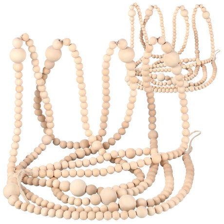 2 Pcs 24 Feet Christmas Wooden Bead Garland Xmas Farmhouse Beads Christmas Tree Farmhouse Decor Rustic Boho Garland Vintage Boho Decorations for Christmas Decoration Supply (Wood) Yinder