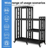 6-Tier Kitchen Bakers Rack, Multifunctional Storage Shelf, Mini Fridge & Microwave Oven Stand Table, Coffee Bar, Adjustable Kitchen Shelves Freestadning (Charcoal Black Wood Grain Print with wheels) YCHF