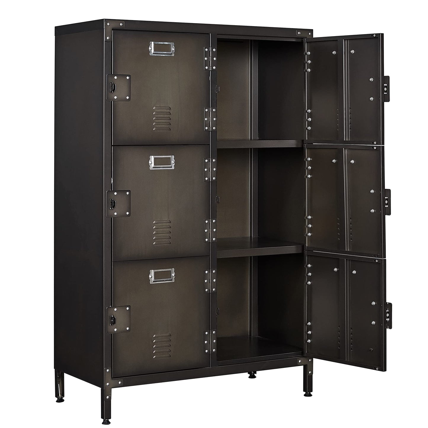 Metal Storage Cabinet, Storage Locker Employees Locker with 6 Doors, 47" Height Steel Cabinet with Lockable Doors, Storage Cabinet with Adjustable Feet for Home Office Gym.