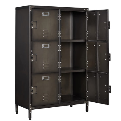 Metal Storage Cabinet, Storage Locker Employees Locker with 6 Doors, 47" Height Steel Cabinet with Lockable Doors, Storage Cabinet with Adjustable Feet for Home Office Gym.