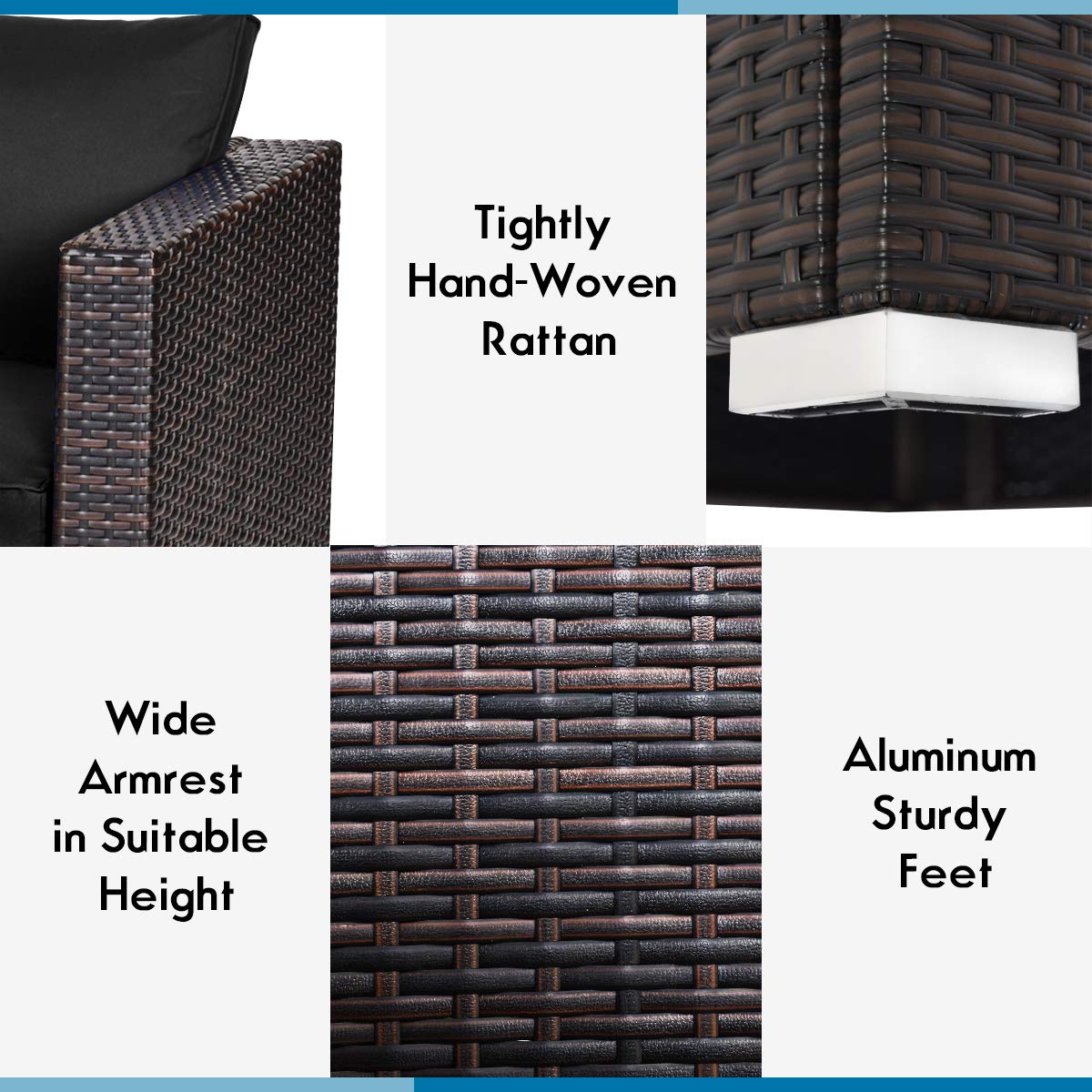 Tangkula Wicker Loveseat 2 Piece, Patio Furniture Couch with Removable Cushions, Rattan Loveseat Sofa for Balcony, Deck, Garden and Poolside Tangkula