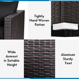 Tangkula Wicker Loveseat 2 Piece, Patio Furniture Couch with Removable Cushions, Rattan Loveseat Sofa for Balcony, Deck, Garden and Poolside Tangkula