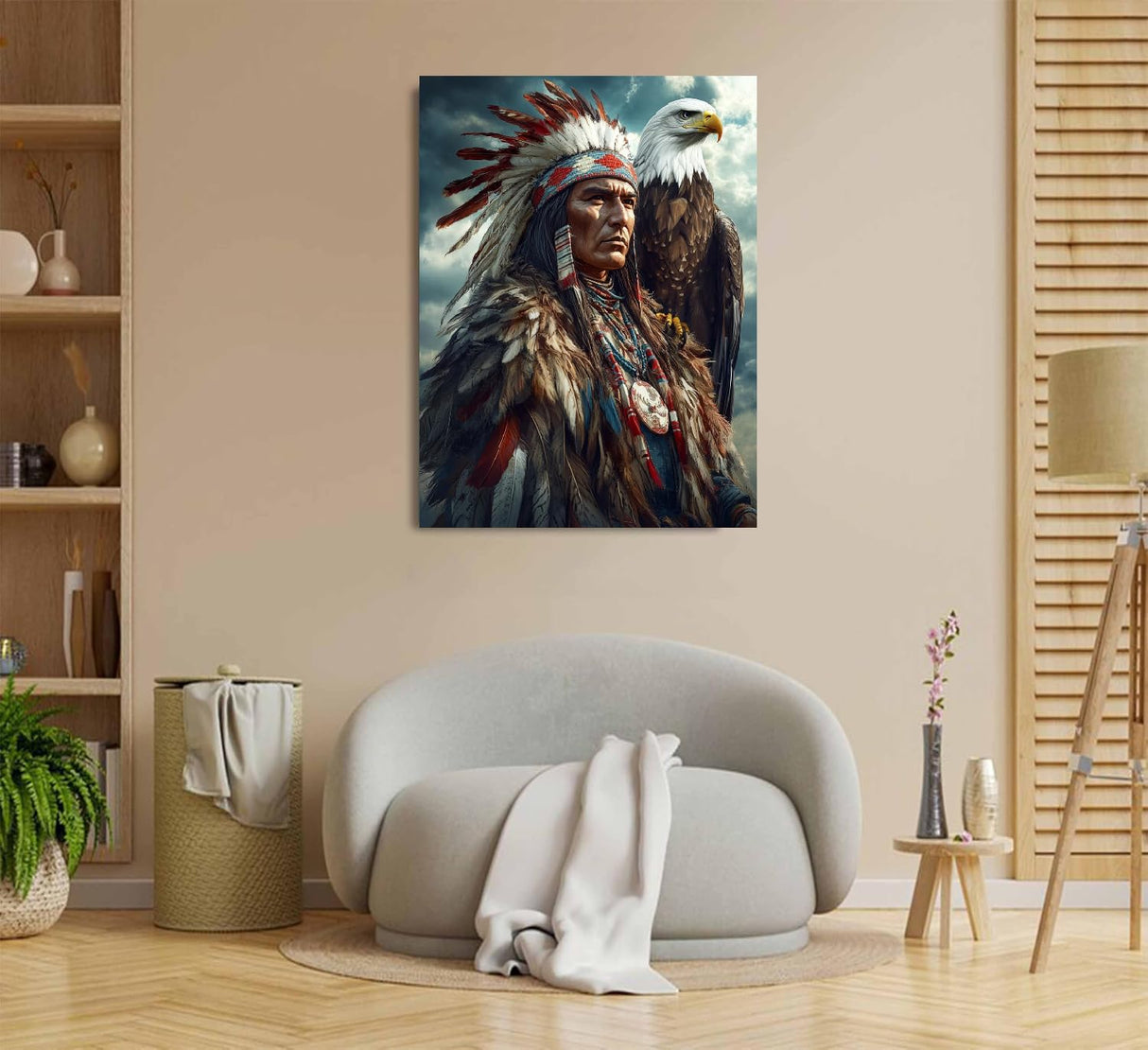 Native American Paint by Numbers Kit for Adults, 16"x20" Canvas Painting Kit for Beginners, Modern Aesthetic DIY Paint by Number on Canvas for Home Wall Decor 59 Generic
