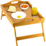Home-It Large Bed Table Tray with Folding Legs - Breakfast Tray with Handles - Bamboo Bed Tray for Bed, Sofa, Eating and Laptops, Snacking and Working HOME IT