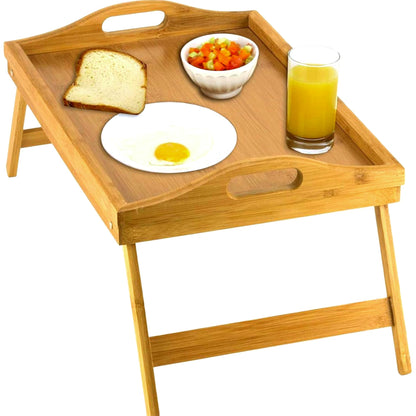 Home-It Large Bed Table Tray with Folding Legs - Breakfast Tray with Handles - Bamboo Bed Tray for Bed, Sofa, Eating and Laptops, Snacking and Working