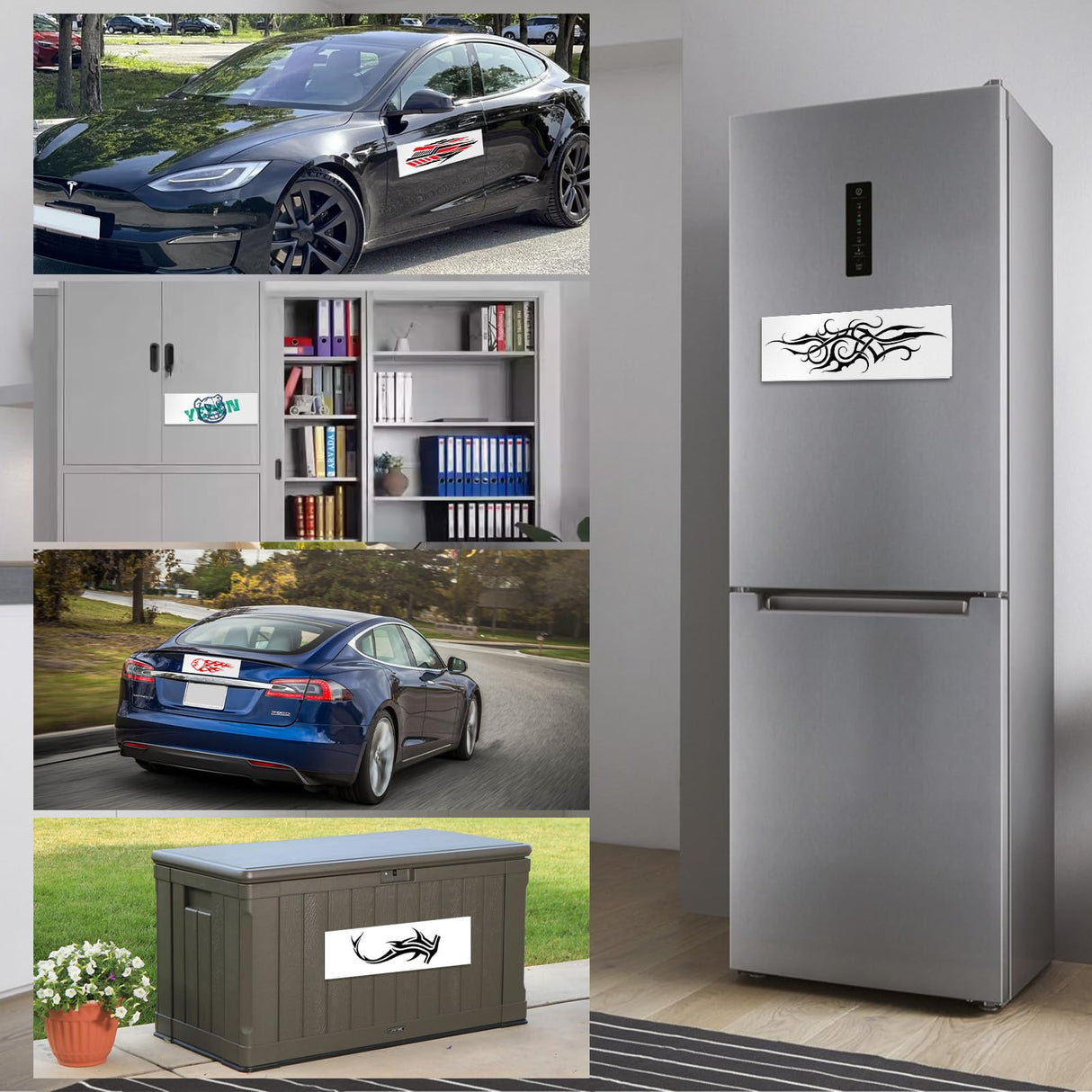 4Pcs Car Door Magnets, Flexible Blank Magnetic Sheets for Custom Signs, Bumper Stickers Magnets, Turn Any Decals into A Magnets, Strong Durable Car Magnets for Cars, Refrigerator BFXM