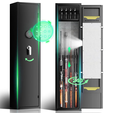 Yiosotne 3-4 Digital Long Gun Safe for Rifle and Shotguns(with/Without Scope), Quick Access Rifle Safe for Home Rifle and Pistols with Alarm&Mute Mode,Gun Cabinet with Adjustable Gun Rack Yiosotne