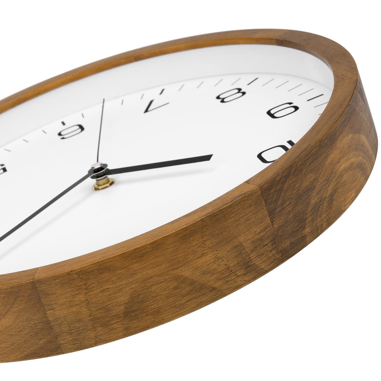 Foxtop Wood Wall Clock 12 Inch Silent Non-Ticking Battery Operated Quartz Round Wooden Wall Clock Decorative for Kitchen Bedroom Living Room Home Office Decor Foxtop