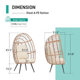 Patiorama Wicker Egg Chair Outdoor Indoor, Rattan Lounge Chair for Outside w/Legs Cushion, Basket Wicker Chair for Bedroom Living Room Front Porch Backyard Garden 350 lbs Capacity (Creamy White) Patiorama