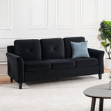 Raelynn Button Tufted Sofa &Loveseat Black Modern Sofa Set - Microfiber Living room sets for Small Spaces Sofa Cama para Sala Modernos Baratos, Durable Sturdy Living Room Furniture Tool-Free Assembly Naomi Home