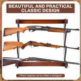 RattanView 2 Pcs Gun Racks Wood Display Rifle Rack Gun Storage Holder Wall Mount for Home or Garage RattanView