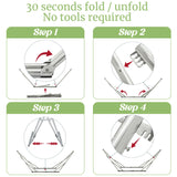 Tranquillo Double Hammock with Stand 650lb Capacity Double Hammock with Spreader Bar, Solid Grade 201 Stainless Steel 30s Set Up, Sturdy Flexible Hammock Stand Portable, Outdoor Indoor, Grey Tranquillo