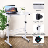 KLSMYHOKI Standing Desk Adjustable Height, Mobile Stand Up Desk with Wheels Small Computer Desk Rolling Desk, Portable Laptop Desk White Standing Table Home Office Desks 16"x31.5" Height 27"-43.5" KLSMYHOKI