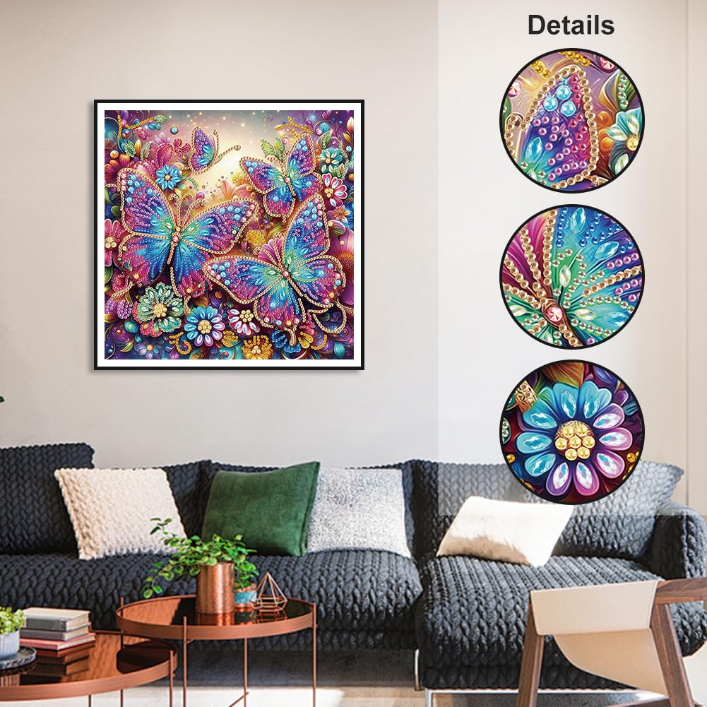 WSLWXSHM 5D Special Shape Diamond Art Kits for Beginners, Diamond Painting Kits for Adults, Crystal Rhinestones Diamond Painting for Home Wall Decoration Gift 12×12inch/30×30cm, Butterfly WSLWXSHM