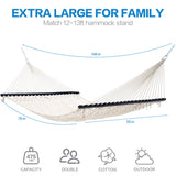 PNAEUT Double Hammocks for Outside, 13ft Traditional Rope Hammock for 2 Person with Hardwood Spreader Bar and Carrying Bag, 475 lbs Capacity (Beige) PNAEUT