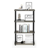 Furinno Turn-N-Tube 4-Tier Multipurpose Shelf Display Rack, Square Tube, French Oak Grey/Black Furinno