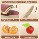 Wooden Play Food Sets, Lehoo Castle Toys Food for Kids Ages 4-8, Pretend Play Cutting Food Toys for Toddlers 3-5, Gift for Girls Boys Lehoo Castle