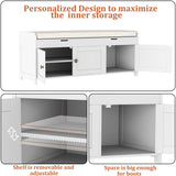 HOMEFORT 41.3" Shoe Bench with Lift Top Storage, Entryway Storage Bench with Cushioned Seat, Wooden End of Bed Bench, Shoe Cabinet Bench with Hidden Storage Space, for Bedroom, Hallway,White HOMEFORT