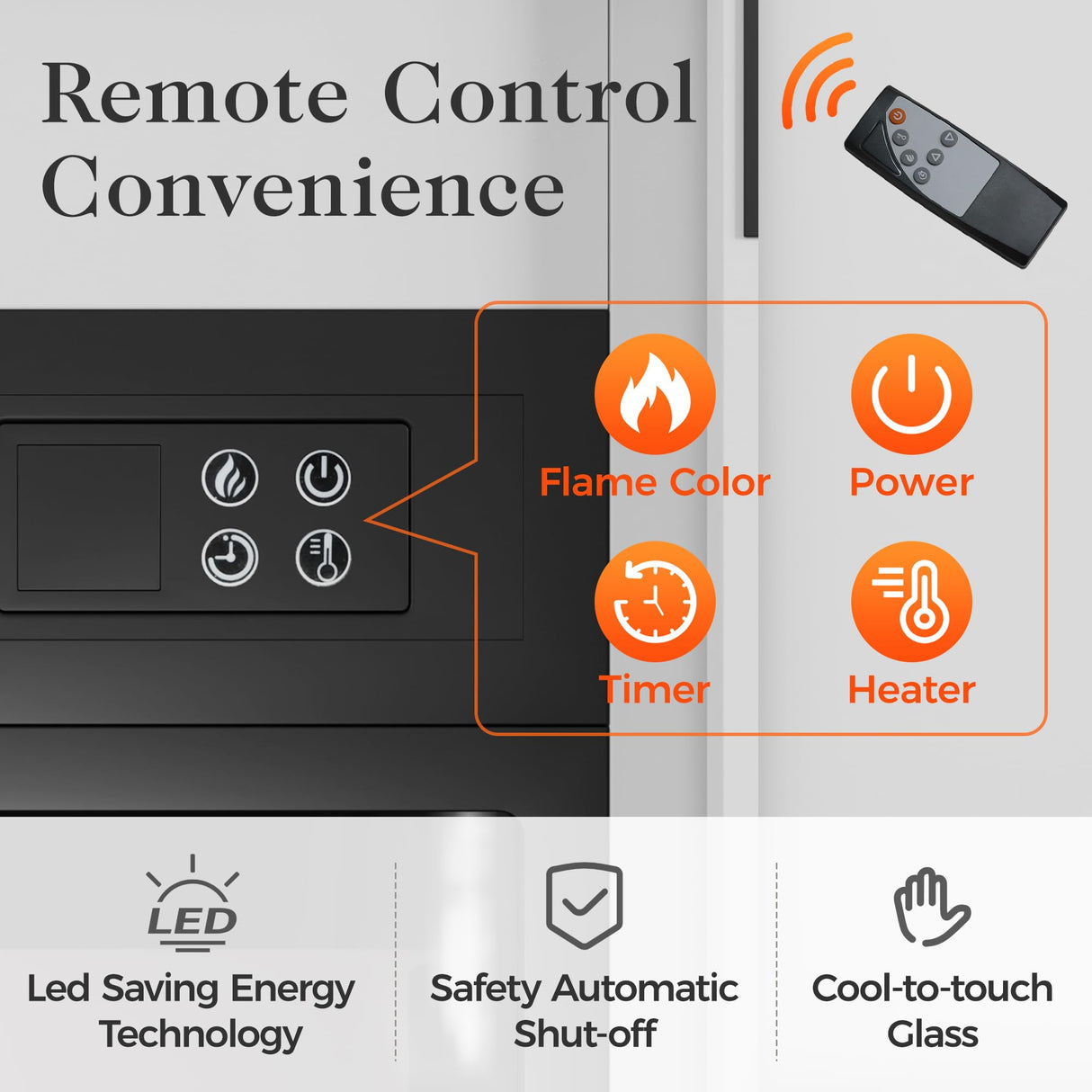 RoyalCraft Farmhouse Fireplace TV Stand for 65+ Inch TV, Entertainment Center with 23" Electric Fireplace with Remote, 34" Tall Modern Rustic TV Console with Sliding Bar Door for Living Room, White RoyalCraft