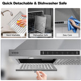 VIKIO HOME Wall Mount Range Hood 30 inch,Kitchen Vent Hoods 980 CFM Ducted/Ductless Range Hood,with Gesture Sensing & Touch Control Switch Panel, 3 Speed Exhaust Fan Permanent Filter VIKIO HOME