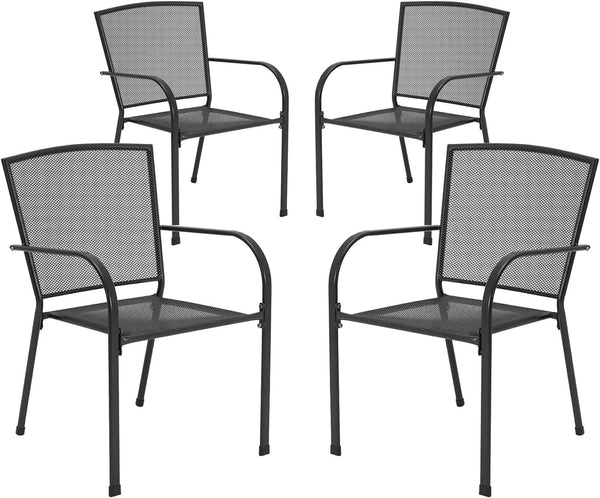 AECOJOY Outdoor Patio Chairs Set of 4, Metal Stackable Lawn Chairs wit ...