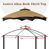 SCOCANOPY Beige Ripstop Replacement Top for Lowe's Allen Roth 10X12 Gazebo Model #GF-12S004B-1/ GF-12S004BTO/TPGAZ17-002C SCOCANOPY