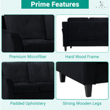 Naomi Home Raelynn Button Tufted Sofa Affordable Black Modern Sofa - Microfiber Couch for Small Spaces Sofa Cama para Sala Modernos Baratos - Durable Sturdy Living Room Furniture Tool-Free Assembly Naomi Home