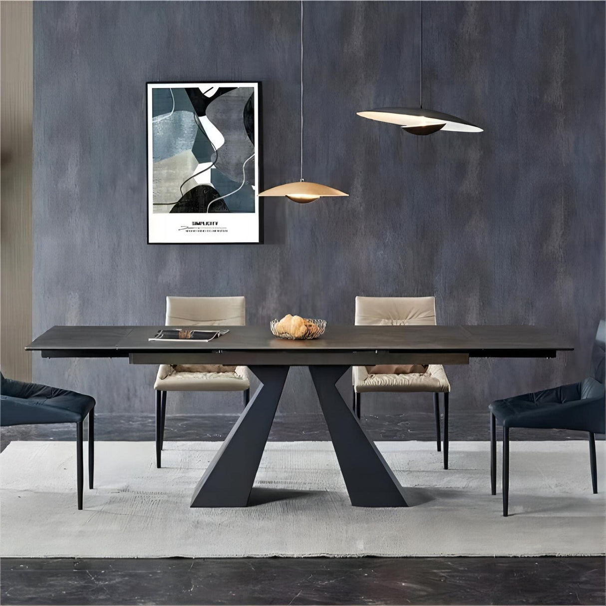 TimesGate Expandable Dining Table for 8-12 Seat, Flexible Stretch, Tabletop Made from Rock Plate and Tempered Glass, Solid Carbon Steel Base, 35.4" D x 94.5" W x 30" H, Dark Grey TimesGate