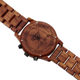 VICVS Men's Wooden Watch, 100% Natural Wood Watch, Japanese Quartz Movement with Date Display Chronograph Function, (Sandalwood) VICVS