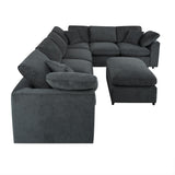 129" Oversized Modular Sectional Sofa L Shaped Modern Couch with Ottoman, Deep Seat and Wide Chaise for Living Room Merax