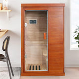 HAOYAYA Infrared Sauna Room with 5 Heating Plates 800W Low-EMF Dry Saunas African Okoume Wood 1-Person Sauna Infrared Room: 35.24 * 27.56 * 61.61 inches. HAOYAYA