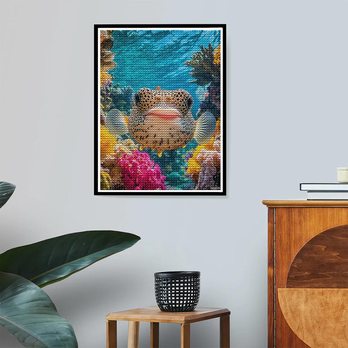 YEEIFFD Puffer Fish Coral Fish Personalized Diamond Painting Kits for Adults Round Full Drill Art Crafts Kits for Home Wall Decor 12x16 Inch YEEIFFD