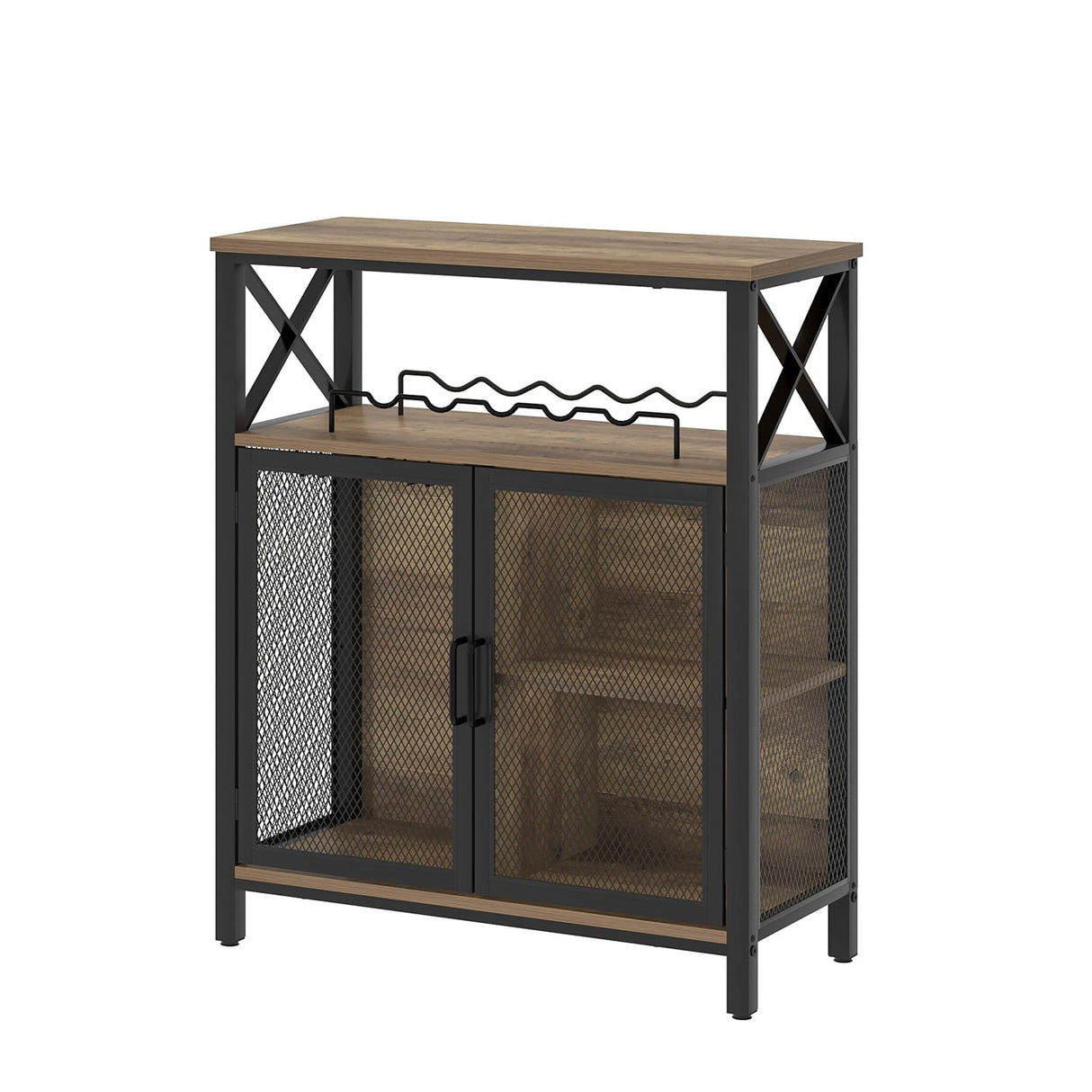 FOLUBAN Coffee Bar Cabinet, Small Liquor Cabinet with Wine Rack for Home, Modern Wine Bar Cabinet with Storage for Living Dining Room, Farmhouse Kitchen Sideboard Buffet Cabinet, Oak 47 Inch FOLUBAN