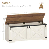 Hzuaneri 47.2" Storage Chest, Large Storage Trunk with 2 Hinges, Farmhouse Wooden Box Bench, Lift-Top Organizer Chest, Entryway Trunk for Bedroom, Living Room, White and Brown SB12114X Hzuaneri