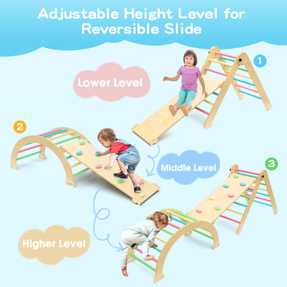 Piroomure 7-in-1 Pickler Triangle Set, Montessori Arch, ramp, Triangle Climbing Learning Toys, Children's Indoor and Outdoor Climbing Toys, Climbing Indoor Jungle Gym, Gifts for Toddlers