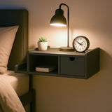 DongRong Floating Nightstand with Drawer & Shelf,Wall Mounted Bedside Table for Small Bedrooms,Modern Black End Table with Space Saving Design DongRong