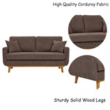 YHUBHSIS 65" Loveseat Sofa Brown Corduroy Couch, Modern 2 Seater Couch, 22.5" Deep Seat Small Couches for Living Room Bedroom Office (Brown) YHUBHSIS