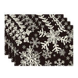 Artoid Mode Black Snowflakes Christmas Placemats for Dining Table, 12 x 18 Inch Seasonal Winter Washable Table Mats Set of 4 Artoid Mode