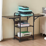 VEVOR 3 Tier Movable Heat Press Table with Charging Station, Foldable Heat Press Stand with Vinyl Roll Holder, Heavy Duty Rolling Metal Workbench for DIY Sublimation Transfer Machine and Printer VEVOR