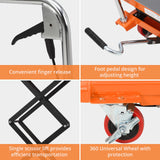 Hydraulic Lift Table Cart, 770lbs Capacity Double Scissor Table Cart with 59" Lifting Height, 4 Wheels, Non-Slip Pad, Elevating Cart for Material Handling and Transportation, Orange ExploreHorizon