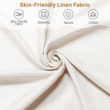 Linen Fabric Accent Chair for Living Room Set of 2, Rattan Webbing Reading Chair with Sturdy Wood Frame, Upholstered Lounge Armchairs for Bedroom, Indoor & Outdoor, Patio Furniture, Beige Furniliving