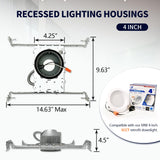 MW 6 Pack 4 Inch Recessed Lighting Housing Can Light New Construction, 4 Inch Shallow Can with TP24 Connector for LED Recessed Lighting, UL, ETL mw
