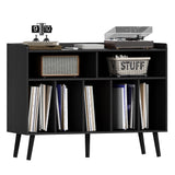 ChooChoo Record Player Stand, Turntable Stand with Vinyl Storage, Record Player Cabinet Up to 350 Albums, Cube Storage Organizer for Living Room, Black ChooChoo