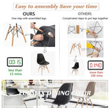 Furmax Pre Assembled Modern Style Dining Chair Mid Century Modern DSW Chair, Shell Lounge Plastic Chair for Kitchen, Dining,Bedroom, Living Room Side Chairs Set of 4 (Black) Furmax