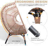 CHINNLUU Outdoor Egg Chair Wicker Oversized Egg Basket Chair with Stand Lounger Chairs with Cushion 500lbs Capacity for Patio Garden Backyard Balcony CHINNLUU