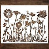 DLY LIFESTYLE Large Wildflower Stencil for Painting (15x12 Inches) - Stencils for Crafts Reusable for Canvas, Fences, Fabric, Furniture - DIY Wall Stencils for Painting Large Pattern DLY LIFESTYLE